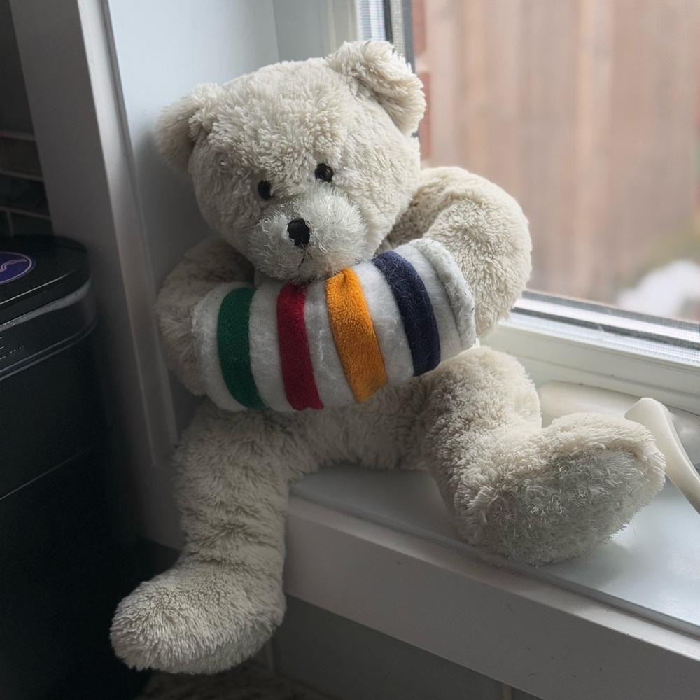 Hudson's Bay Company White Teddy Bears Plush Stuffed Animal HBC